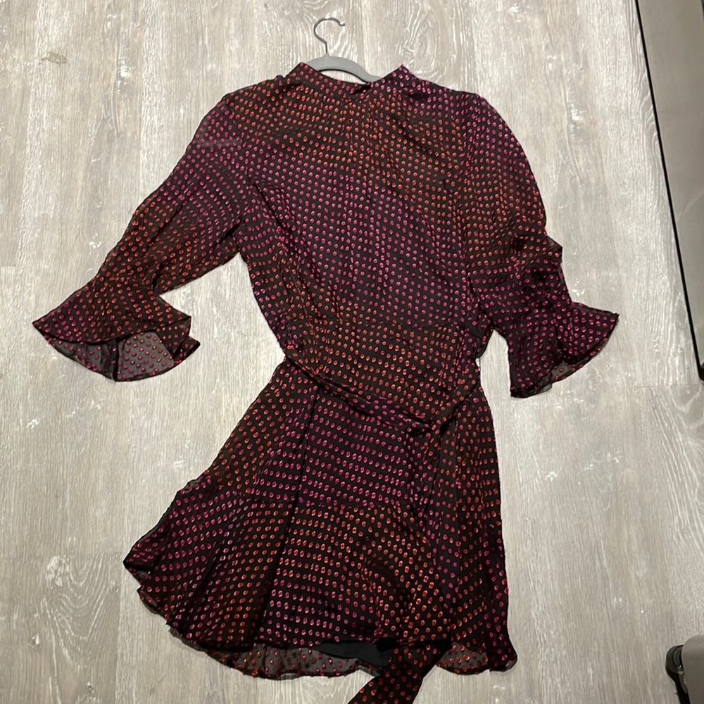 Whistles metallic mini dress silk